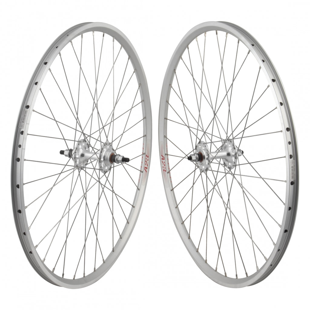 PAIR 650B 584x18 VELO A23 SILVER MSW 36 ORIGIN 8 SS1101 FX/FW SEAL SILVER 120mm SAPIM RACE 2.0/1.8 SILVER