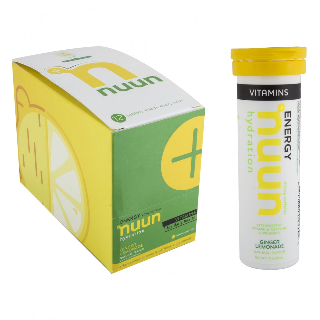 NUUN ELECTROLYTE VITAMINS GINGER LEMONAIDE w/CAFFEINE BXof8