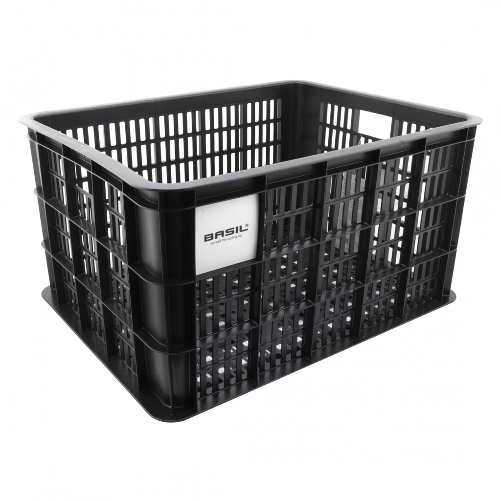 BASIL REAR RACTOP CRATE L 40L BLACK RECYCLED MATERIAL