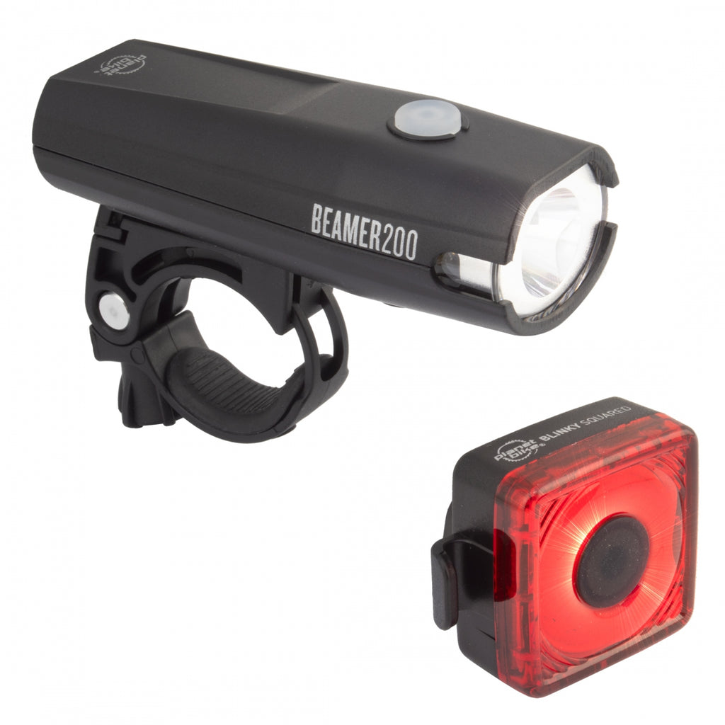 PB COMBO FRONT BEAMER 200 REAR BLINKY SQUARED USB BLACK